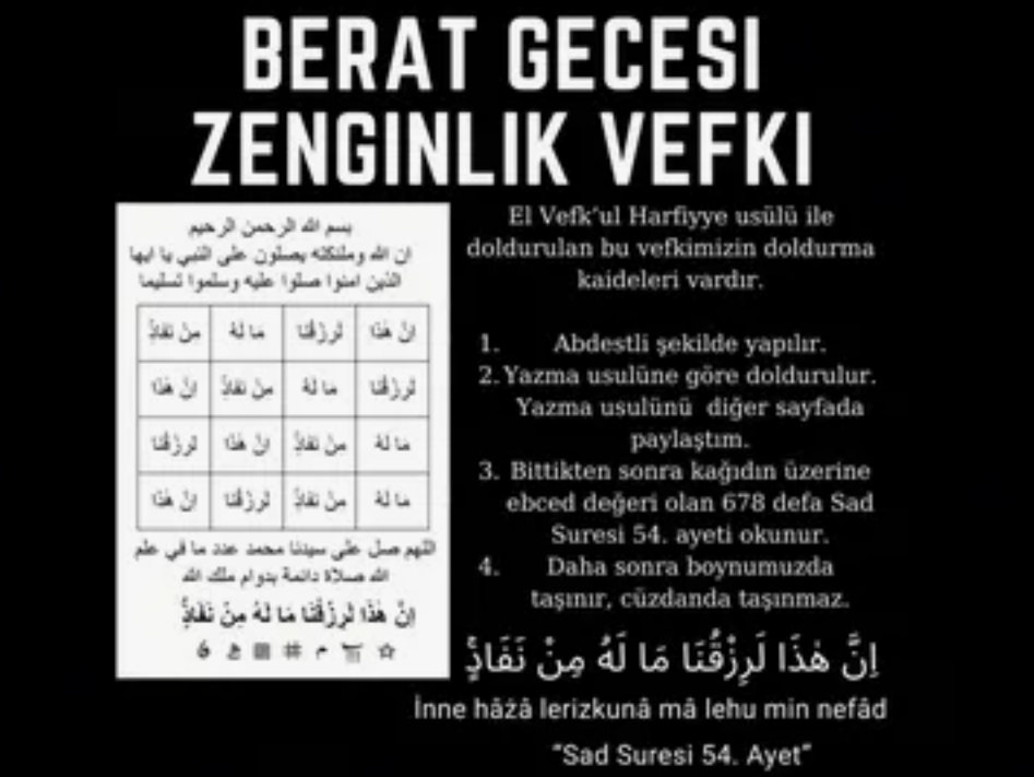 Berat Gecesi Zenginlik Vefki